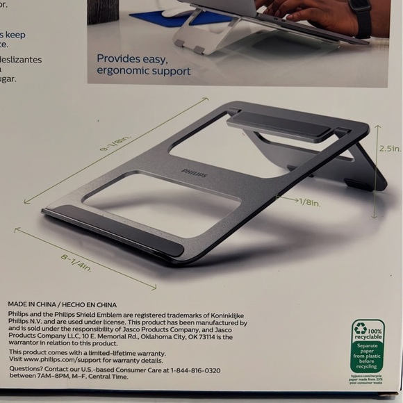 PHILIPS Accessories Ultra-Thin Portable Laptop Stand, Vented Aluminum Design - Picture 5 of 7